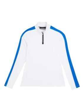 J. Lindeberg Womens Kora Mid Layer White and Blue Quarter Zip Up NWT